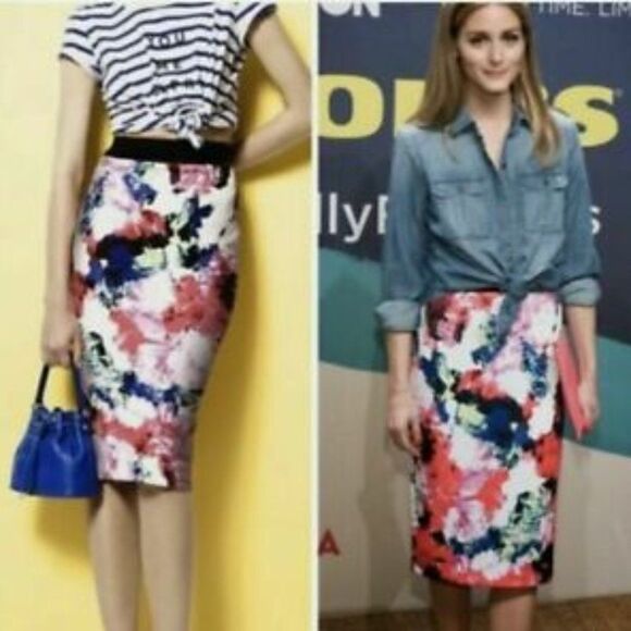 Milly for Design Nation Floral Print Pencil Skirt - Small - Picture 1 of 6